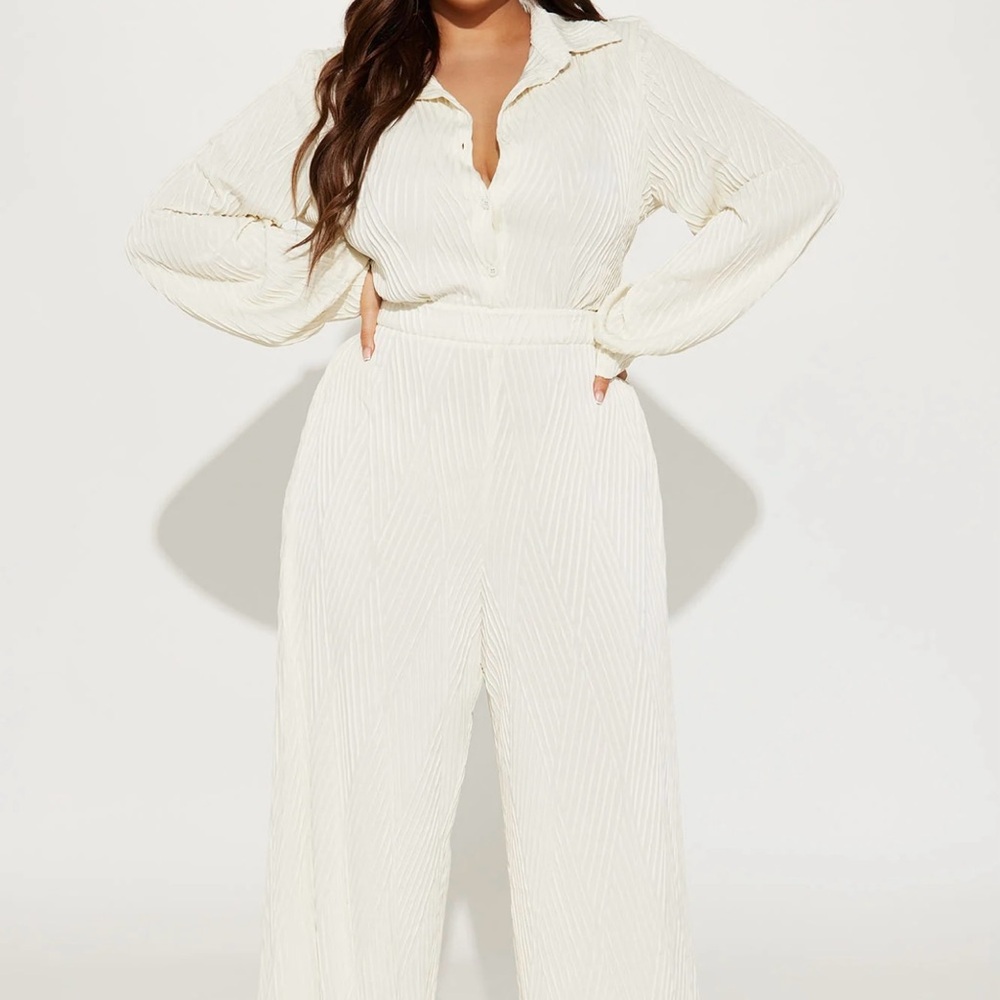 White Textured Jumpsuit